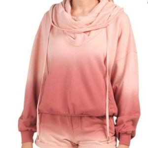 Young Broke & Fabulous Pink Ombre Piper Drawstring Pocket Hoodie - Size Small S